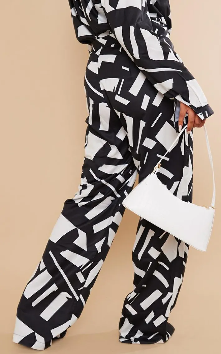 Plus Black Abstract Print Wide Leg Pant