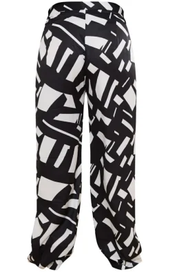 Plus Black Abstract Print Wide Leg Pant