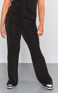 Plus Black Acetate Slinky Wide Leg Pants