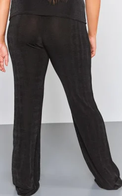 Plus Black Acetate Slinky Wide Leg Pants