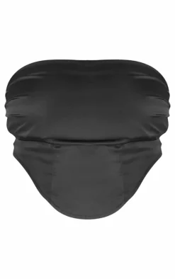 Plus Black Arm Corsage Satin Corset