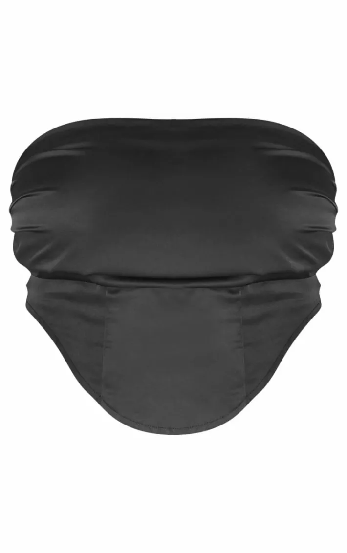 Plus Black Arm Corsage Satin Corset