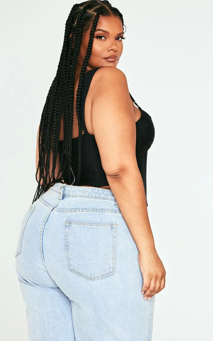 Plus Black Bandage Dip Hem Bust Cup Corset