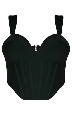 Plus Black Bandage Dip Hem Bust Cup Corset