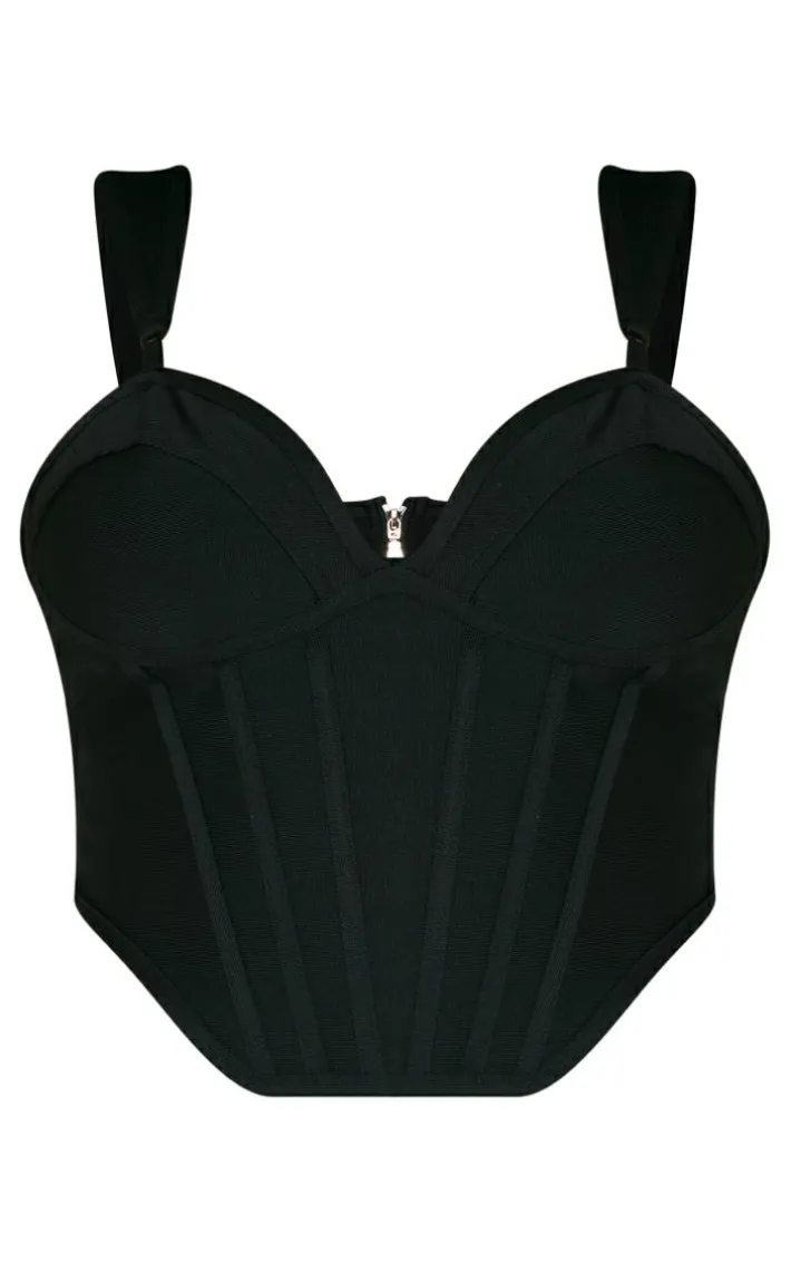 Plus Black Bandage Dip Hem Bust Cup Corset