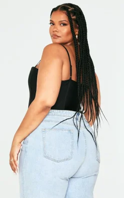 Plus Black Bandage Hook And Eye Structured Corset