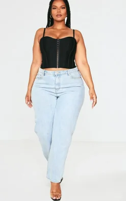 Plus Black Bandage Hook And Eye Structured Corset