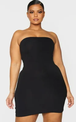 Plus Black Basic Jersey Bandeau Bodycon Dress