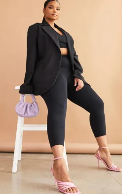 Plus Black Basic Single Breasted Oversized Blazer