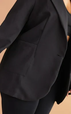 Plus Black Basic Single Breasted Oversized Blazer