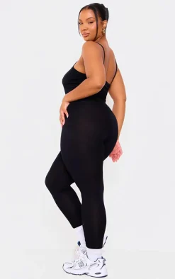 Plus Black Basic Strappy Plunge Jumpsuit