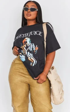 Plus Black Beetlejuice Print T Shirt