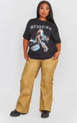 Plus Black Beetlejuice Print T Shirt