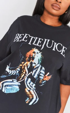 Plus Black Beetlejuice Print T Shirt