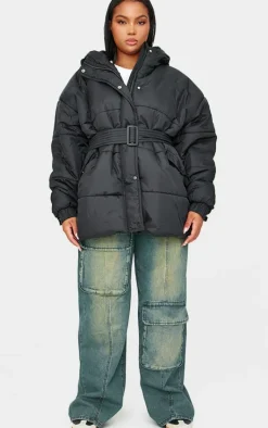 Plus Black Belted Puffer