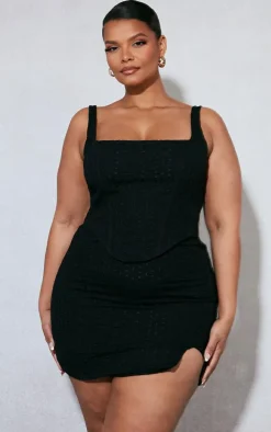 Plus Black Broderie Anglaise Corset