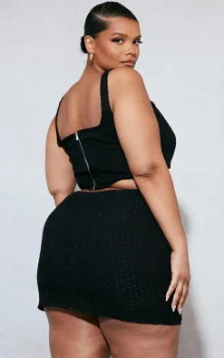 Plus Black Broderie Anglaise Corset