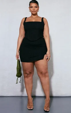 Plus Black Broderie Anglaise Corset