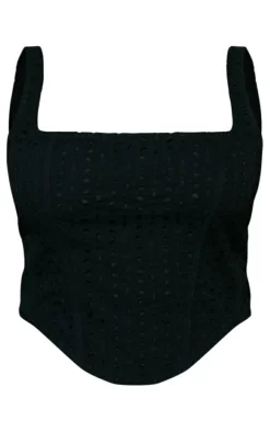 Plus Black Broderie Anglaise Corset