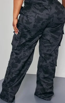 Plus Black Camo Cargo Pants