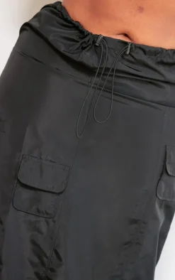 Plus Black Cargo Maxi Skirt