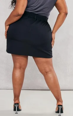 Plus Black Cargo Mini Skirt
