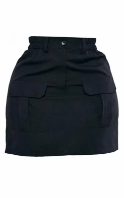 Plus Black Cargo Mini Skirt