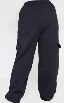 Plus Black Cargo Pocket Wide Leg Sweatpants