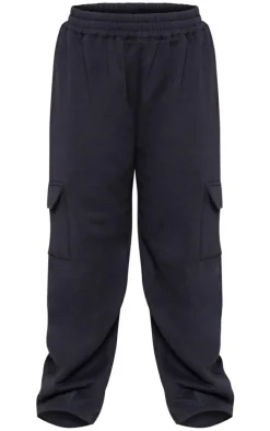 Plus Black Cargo Pocket Wide Leg Sweatpants
