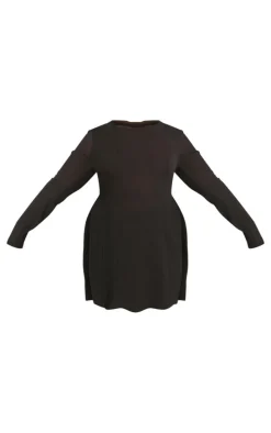 Plus Black Cheesecloth Textured Split Sleeve Long Top