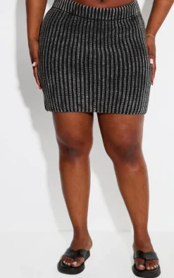 Plus Black Chunky Knit Mini Skirt
