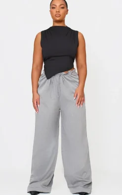 Plus Black Contour Boat Neck Asymmetric Top