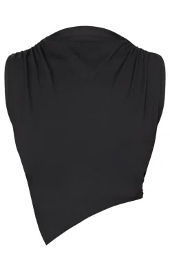 Plus Black Contour Boat Neck Asymmetric Top