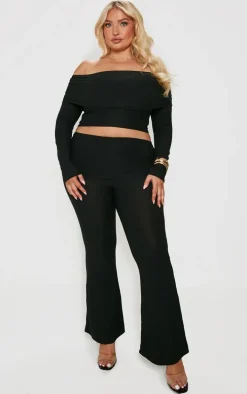 Plus Black Contour Jersey Flared Pant