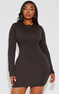 Plus Black Cotton Scoop Back Tie Mini Dress