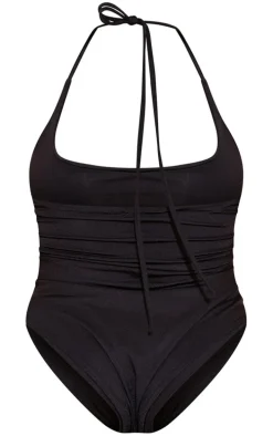 Plus Black Cowl Neck Swimsuit