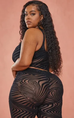 Plus Black Devore Crop Top