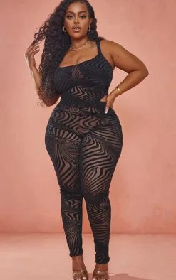 Plus Black Devore Crop Top