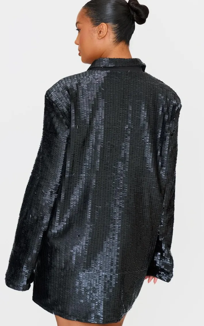 Plus Black Diamante Blazer Dress