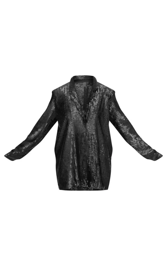 Plus Black Diamante Blazer Dress