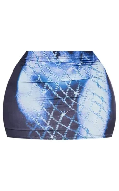 Plus Black Diamante Body Print Low Rise Micro Mini Skirt