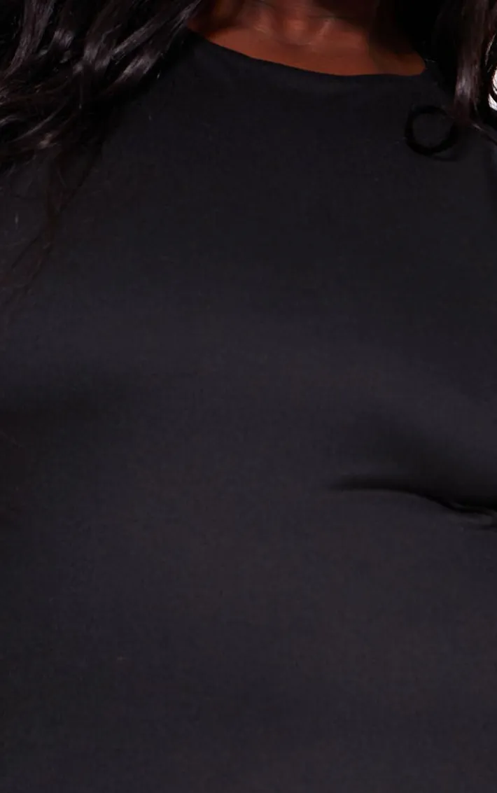 Plus Black Double Contour Racer Neck Bodycon Dress