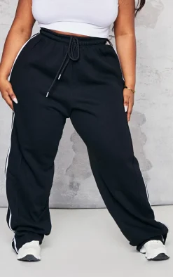 Plus Black Double Sided Stripe Sweatpants