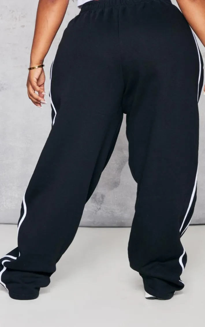 Plus Black Double Sided Stripe Sweatpants