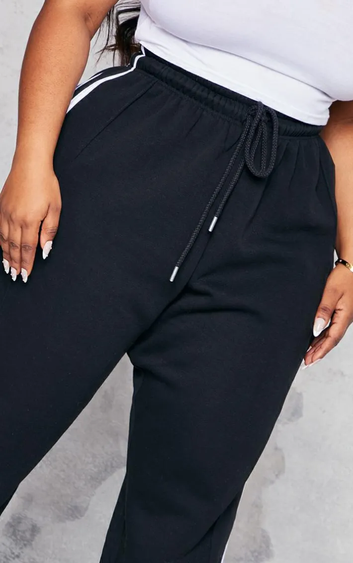 Plus Black Double Sided Stripe Sweatpants