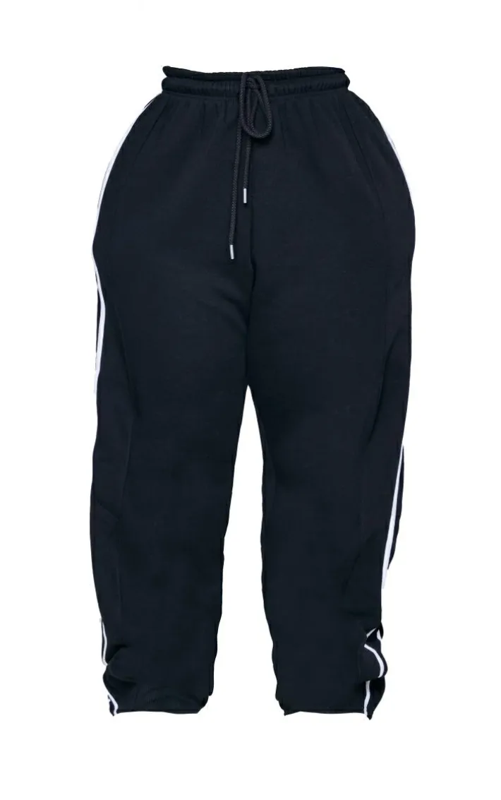 Plus Black Double Sided Stripe Sweatpants