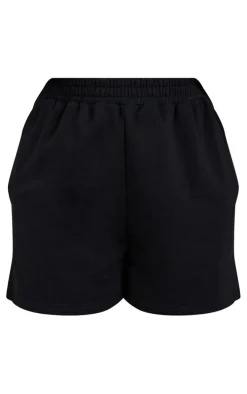 Plus Black Elasticated Waist Sweat Shorts
