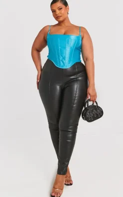 Plus Black Faux Leather Stretch Leggings