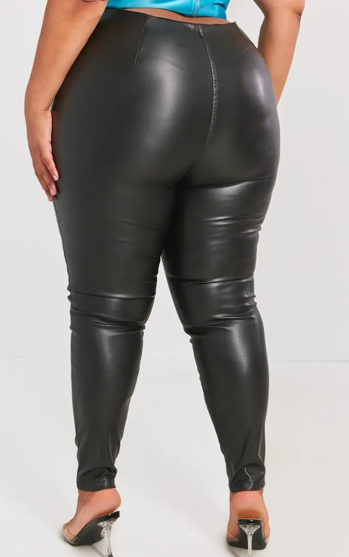 Plus Black Faux Leather Stretch Leggings