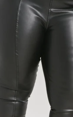 Plus Black Faux Leather Stretch Leggings